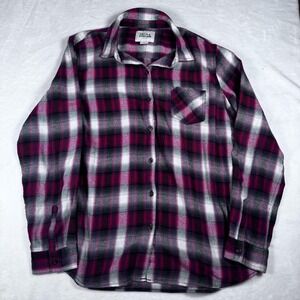 Field & Stream‎ Flannel Shirt Womens XL Red Black Plaid Button Front Casual Top